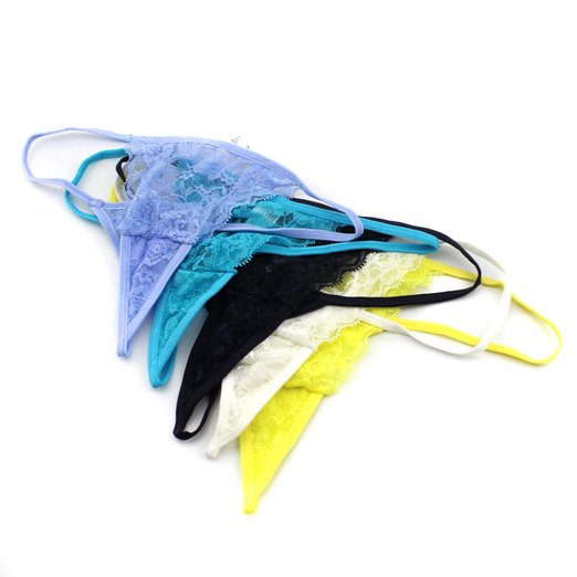 DZT Pack of 5 Sexy Lace G-String Lingerie T-back Thongs Panties Assorted Colors