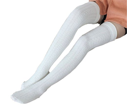 Vwhite Womens Girls Winter Over Knee Leg Warmer Soft Knit Crochet Sock Leggings
